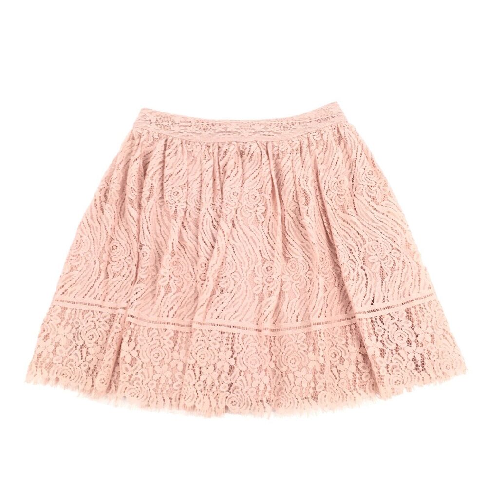 Xhilaration Full Lace Elastic Waist Mini Skirt Size Small Womens Beige Cream S